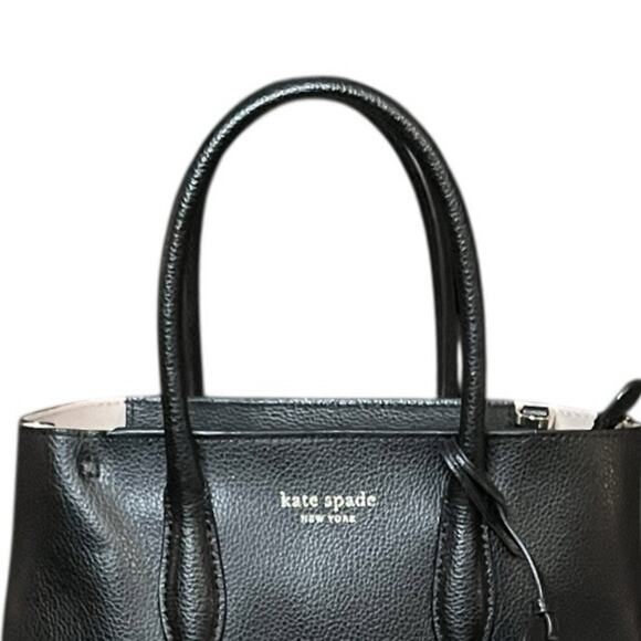 Kate Spade Eva Small Top Zip Satchel Black Tote Crossbody Removable Strap Charm - Picture 6 of 14